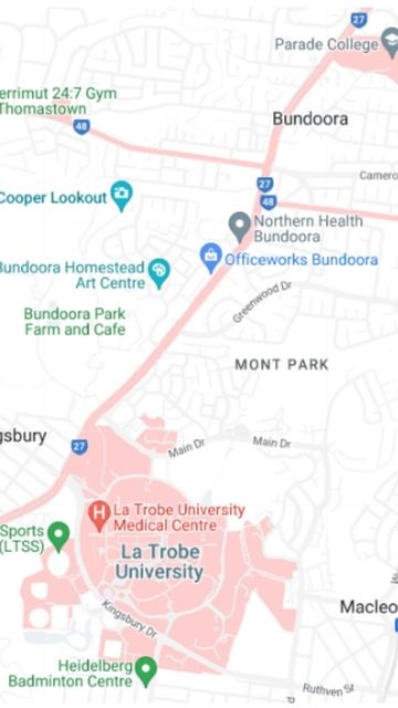 Melbourne (Bundoora) Map