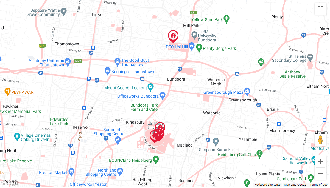 Melbourne (Bundoora) Map